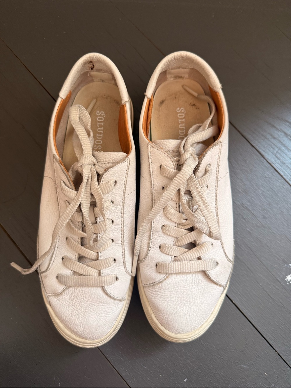 Soludos Cream Leather Platform Lace-Up Sneakers Women’s size 6.5